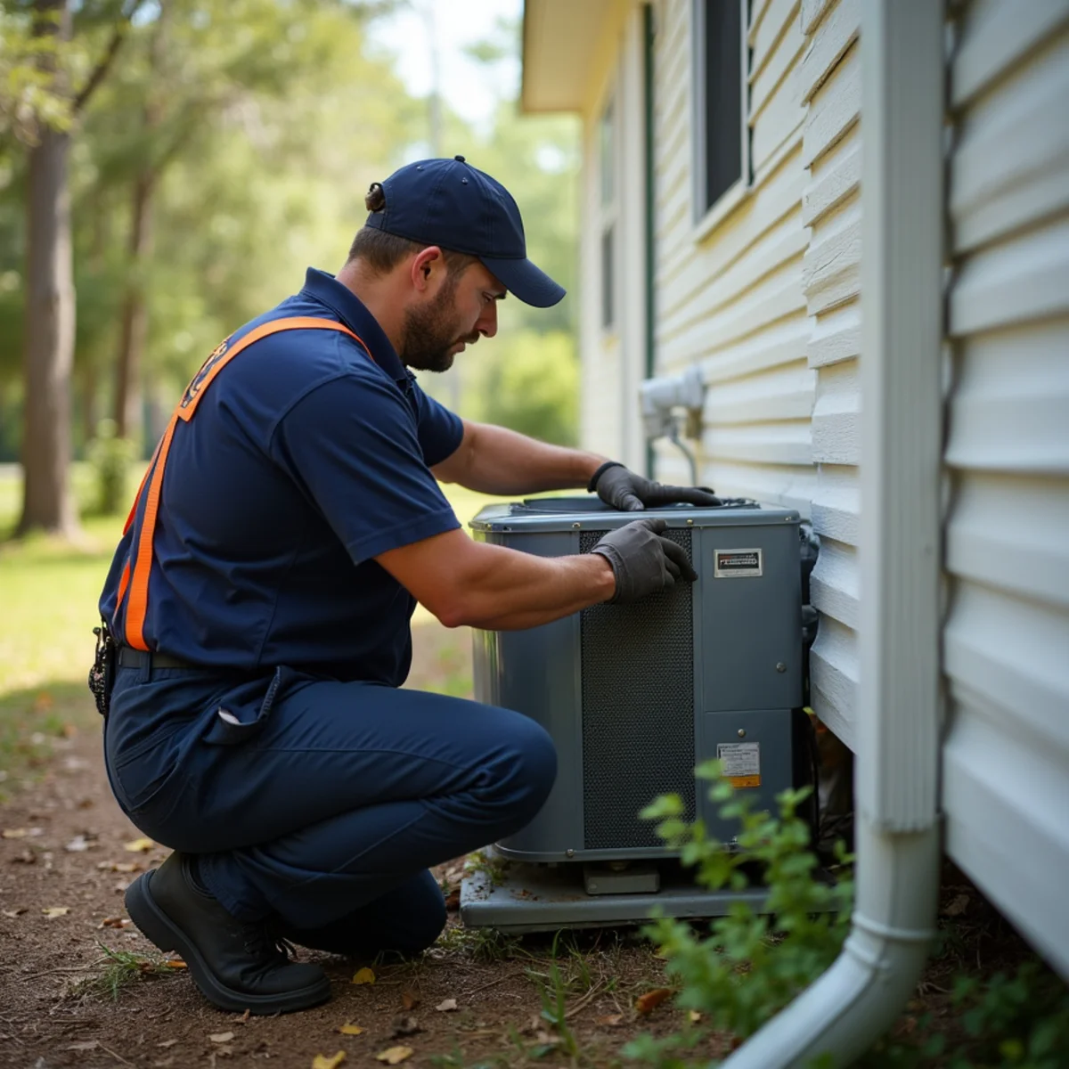Package HVAC unit beside a manufactured home in Middleburg, FL